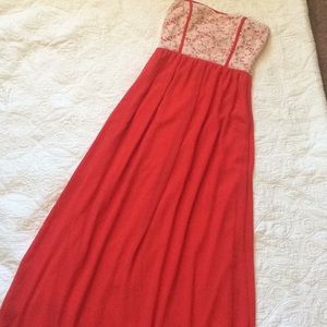 Lace Sweatheart Neck, Strapless Maxi Dress